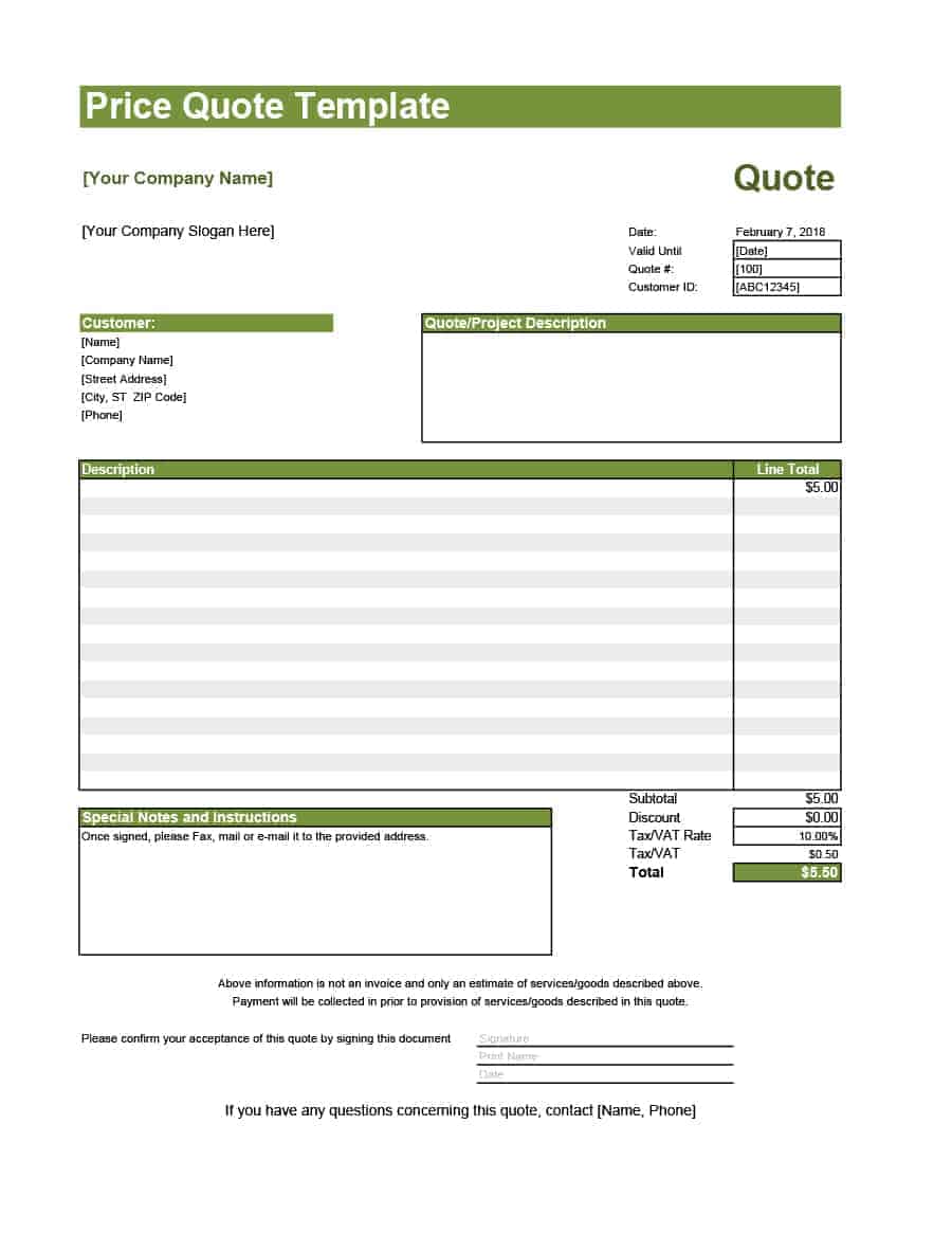 Free Quotation Forms Template Plazatree